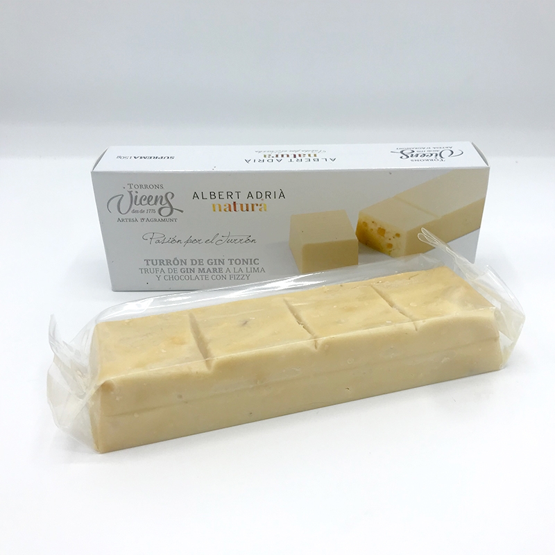 Spaanse Nougat of te wel turron. Turron Gin Tonic is een zachte Turron gemaakt van gemalen amandelen, honing en eiwit. Bestel direct online.